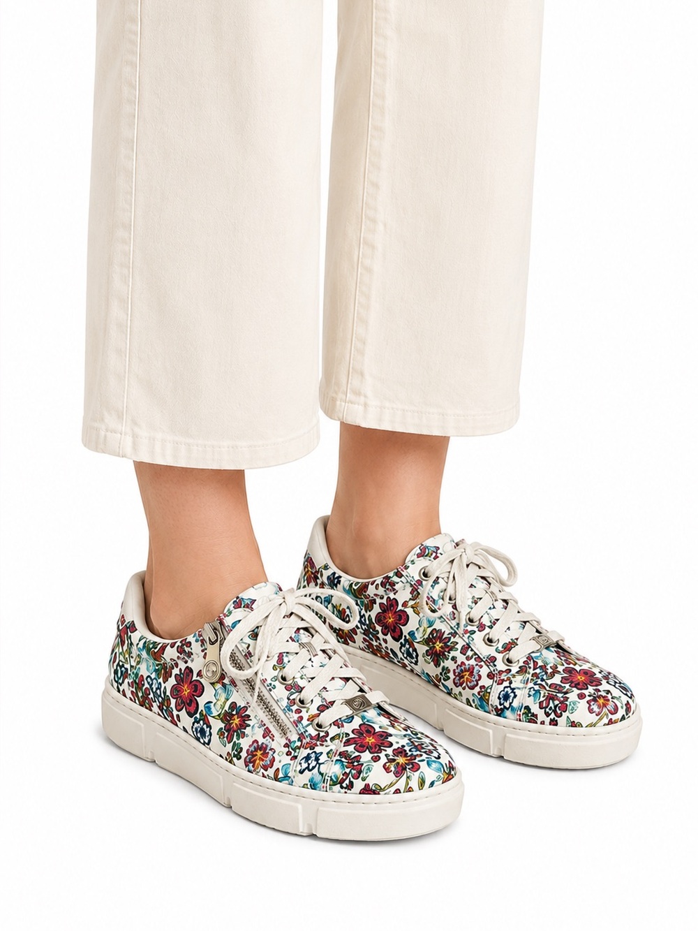 Size 8 (EU 39) Rieker Women’s‎ Floral Print Side Zip Platform Sneakers